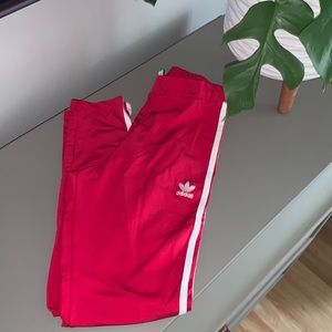 Red adidas workout leggings